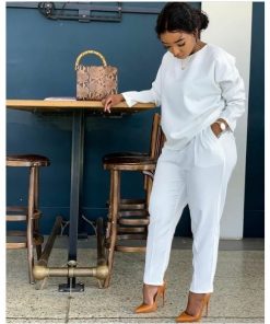 Ensemble Chic Deux Pièces pour femmes Blanc