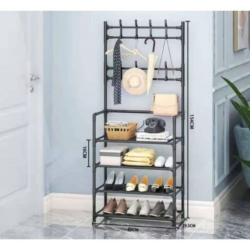 Etagère de Rangement 3 en 1 0 à 5 Etages en Acier Léger Noir – Image 5