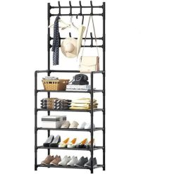 Etagère de Rangement 3 en 1 0 à 5 Etages en Acier Léger Noir