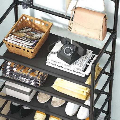 Etagère de Rangement 3 en 1 0 à 5 Etages en Acier Léger Noir – Image 2