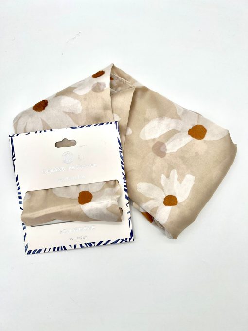 Foulard 100% Soie 90x180cm GERARD PASQUIER beige – Image 3