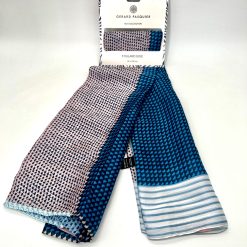 Foulard 100% Soie 90x180cm GERARD PASQUIER bleu beige