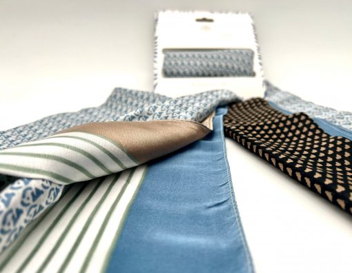 Foulard 100% Soie 90x180cm GERARD PASQUIER bleu marron – Image 2