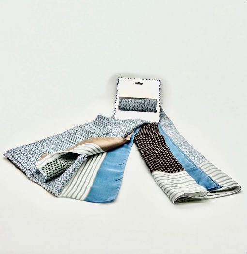 Foulard 100% Soie 90x180cm GERARD PASQUIER bleu marron