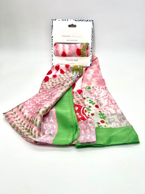 Foulard 100% Soie 90x180cm GERARD PASQUIER rose-vert