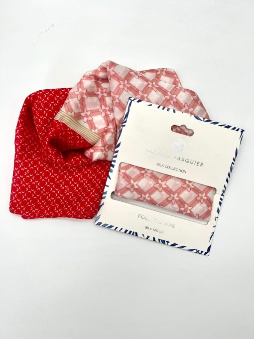 Foulard 100% Soie 90x180cm GERARD PASQUIER rouge – Image 3