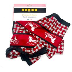 Foulard en Soie-Viscose 132x132cm RODIER cheval rouge