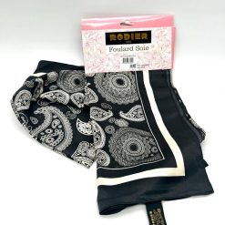 Foulard en Soie-Viscose 132x132cm RODIER noir blanc