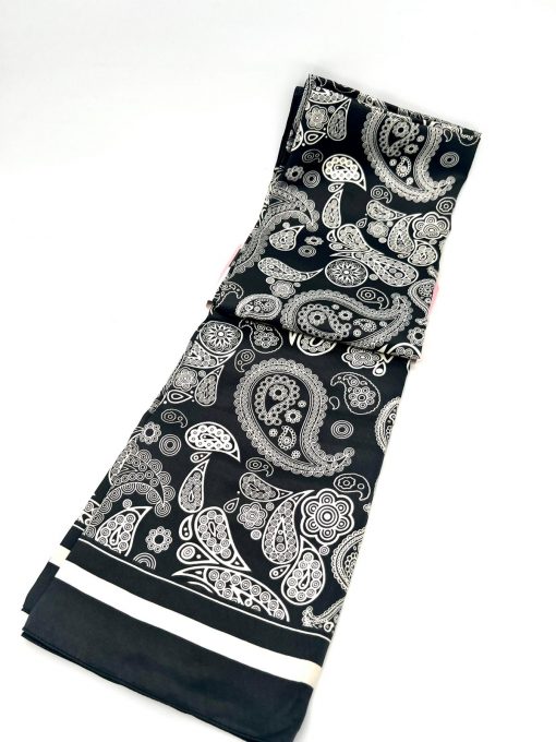 Foulard en Soie-Viscose 132x132cm RODIER noir blanc – Image 2