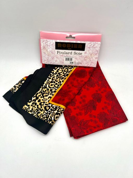 Foulard en Soie-Viscose 132x132cm RODIER panthère