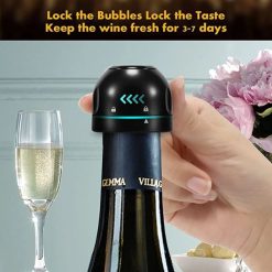 Bouchon Bouteille de Vin Stopper Vide d’air, Bouchon Sous Vide, Réutilisable avec Verrouillage