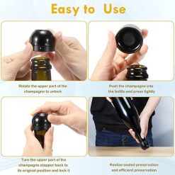Alternative view of Bouchon Bouteille de Vin Stopper Vide d’air, Bouchon Sous Vide, Réutilisable avec Verrouillage