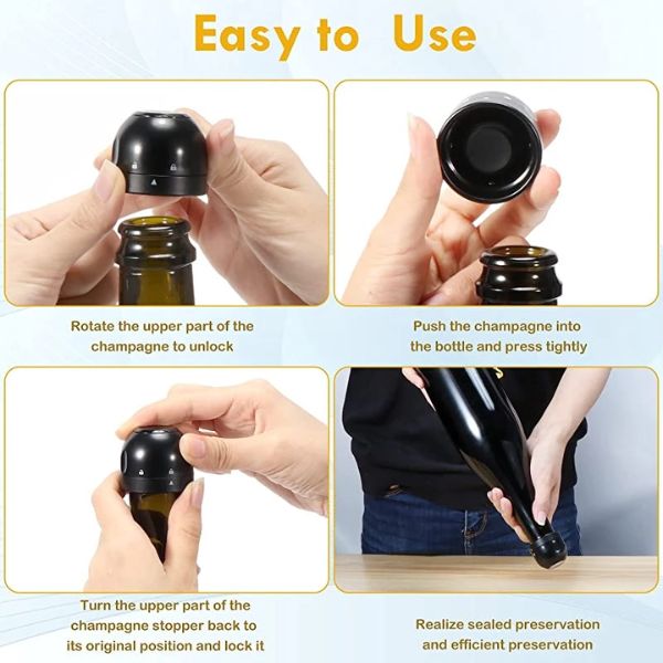 Bouchon Bouteille de Vin Stopper Vide d’air, Bouchon Sous Vide, Réutilisable avec Verrouillage – Image 2