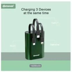 Powerbank 3 en 1 pour iPhone, type-c et Androïdes,14200 mAh FPD05 Djamanais