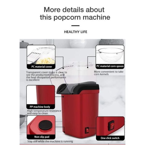 Machine à Pop-Corn Electrique à Air Chaud Sans Huile 1200W – Image 2