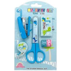 Kit Agrafeuse Dinosaure Bleu, Ciseaux et Ruban Adhésifs