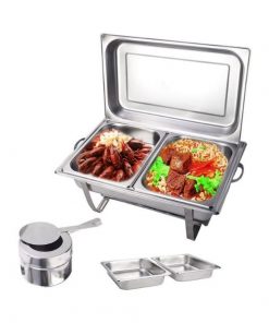 Chafing Dish Marmites Chauffantes à 2 Compartiments en Acier Inoxydable 11 L