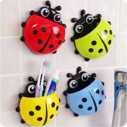 Porte Brosse à Dents et Dentifrice en Coccinelle avec Ventouse