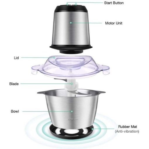 Hachoir Multifonction Électrique 350 W en Acier Inoxydable Tranchant – Image 3