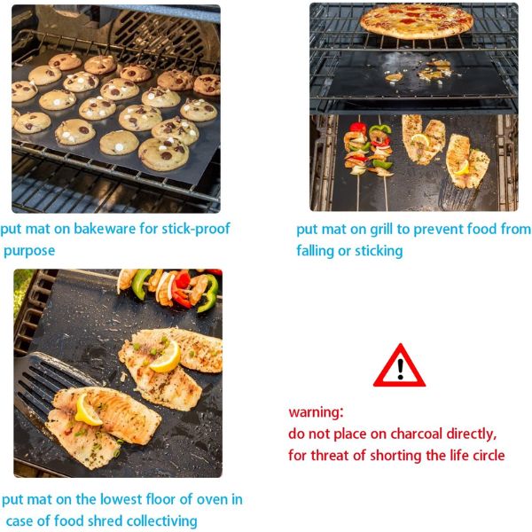 Tapis de Cuisson anti Adhésif pour Four, Grillade et Barbecue 24 x 40 cm – Image 4