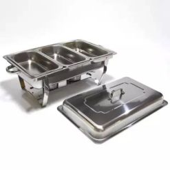 Chafing Dish Marmites Chauffantes à 3 Compartiments en Acier Inoxydable 11 L
