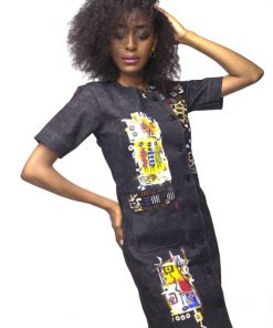 Alternative view of Robe Jeans Afro Bleu Foncé Femmes