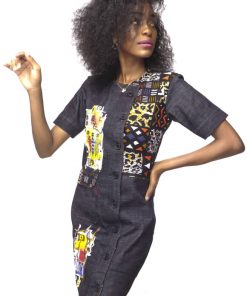 Robe Jeans Afro Bleu Foncé Femmes