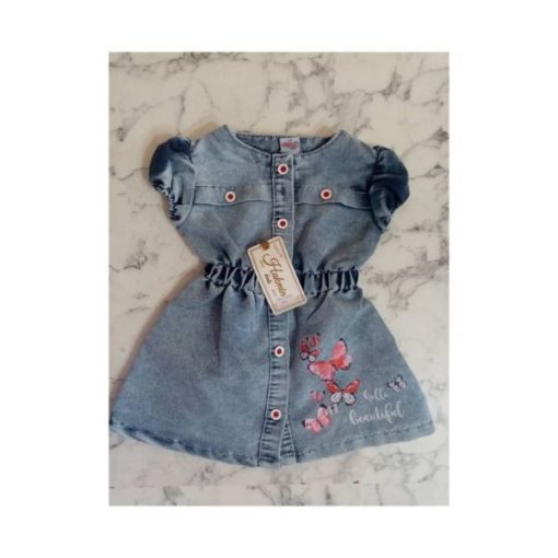 Robe Jeans semi-courte Hello Beautiful Bleu, Age recommandé 6 mois, 1 an, 2 ans – Image 2