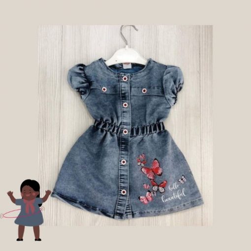 Robe Jeans semi-courte Hello Beautiful Bleu, Age recommandé 6 mois, 1 an, 2 ans