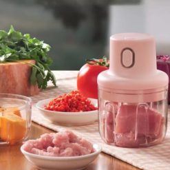 Mini Hachoir Electrique sans Fil avec Chargement USB 45W Rose 100ml