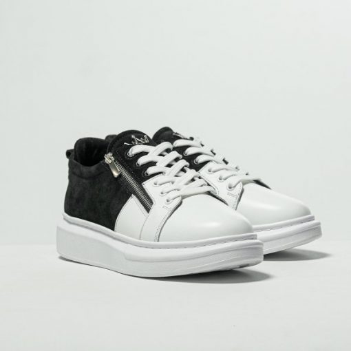Chaussures en Cuir de Qualité Supérieure Noir/Blanc