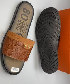 Babouches, Sandales Homme avec dessus en Cuir Marron BOGUOI