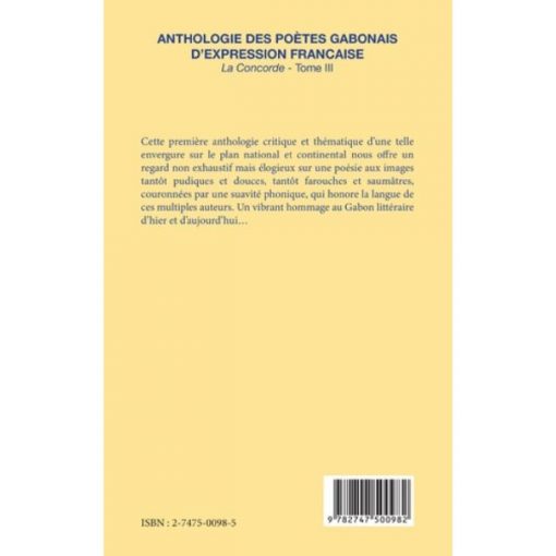 ANTHOLOGIE DES POÈTES GABONAIS D'EXPRESSION FRANCAISE La concorde, Tome 3 de Raphaël Misere-Kouka – Image 2