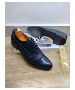 Chaussures Pull Dayton en cuir Bleu avec Motifs Crocodile pour Homme
