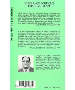 Alternative view of ESPÉRANCE POÉTIQUE CHALOM-SALAM, Anthologie de poètes pacifistes juifs et arabes de l'Antiquité à nos jours, Jacques Eladan