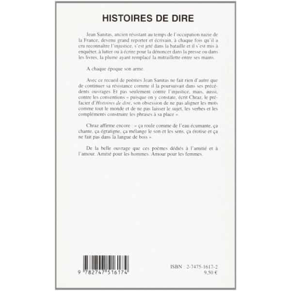 HISTOIRES DE DIRE (Anglais) Broché, 1 juin 2002, Édition française de Jean Sanitas – Image 2