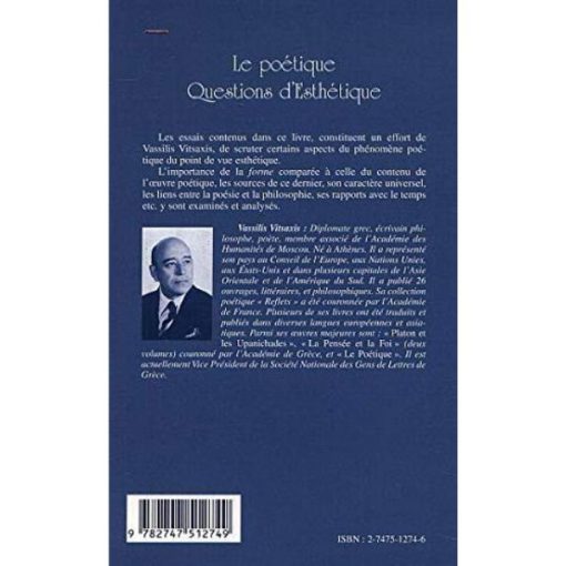 Le poétique Questions D'Esthétique (Anglais) Broché, 1 novembre 2001 de Vassilis Vitsaxis – Image 2