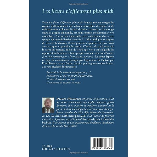 Les fleurs n'effleurent plus midi Livre broché, 1 juin 2013, Edition Français de DAOUDA MBOUOBOUO – Image 2