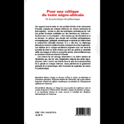 Alternative view of Pour une Critique du Texte Négro– Africain