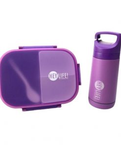 Kit Boîte à Lunch Gamelle en Plastique 900ml, 3 compartiments + bouteille d'eau de 350ml