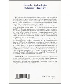 Alternative view of NOUVELLES TECHNOLOGIES ET CHÔMAGE STRUCTUREL Analyse des politiques économiques et de promotion de l’emploi