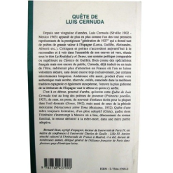 Alternative view of Quête de Luis Cernuda Primeras Poésies, Ocnos et Variaciones Sobre Tema Mexicanos