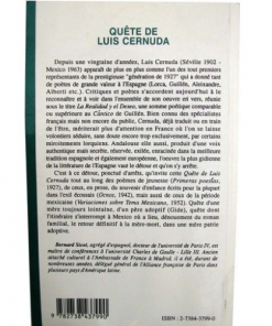 Alternative view of Quête de Luis Cernuda Primeras Poésies, Ocnos et Variaciones Sobre Tema Mexicanos