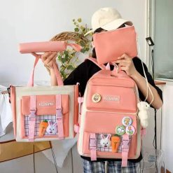 Ensemble de Sacs Rose avec Motif Lapin