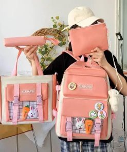 Ensemble de Sacs Rose avec Motif Lapin