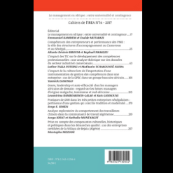 Alternative view of Cahiers de l’IREA n°4 – 2017 Le Management en Afrique : Entre Universalité et Contingence