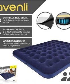 Matelas Gonflable 3 places avec Pompe Electrique, 203x183x22cm