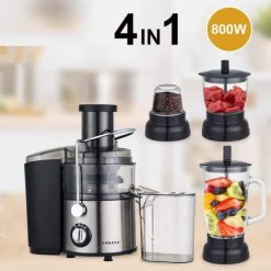 SOKANY Presse-Agrumes pour Fruits et Légumes en Acier Inoxydable 4 en 1, 800 W