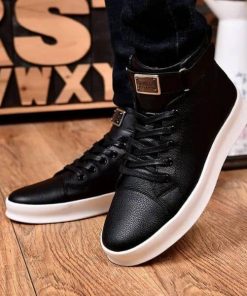 Baskets Montantes Chics en Cuir pour Homme