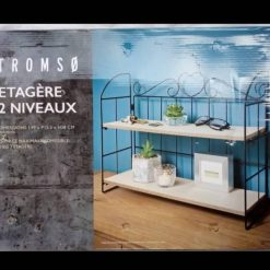 Étagère murale flottante rectangulaire noire à 2 niveaux, à la fois traditionnelle et moderne